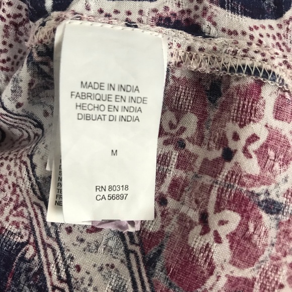 Lucky Brand Floral Boho Romantic Blouse Keyhole Long Sleeve Top M - Picture 8 of 8